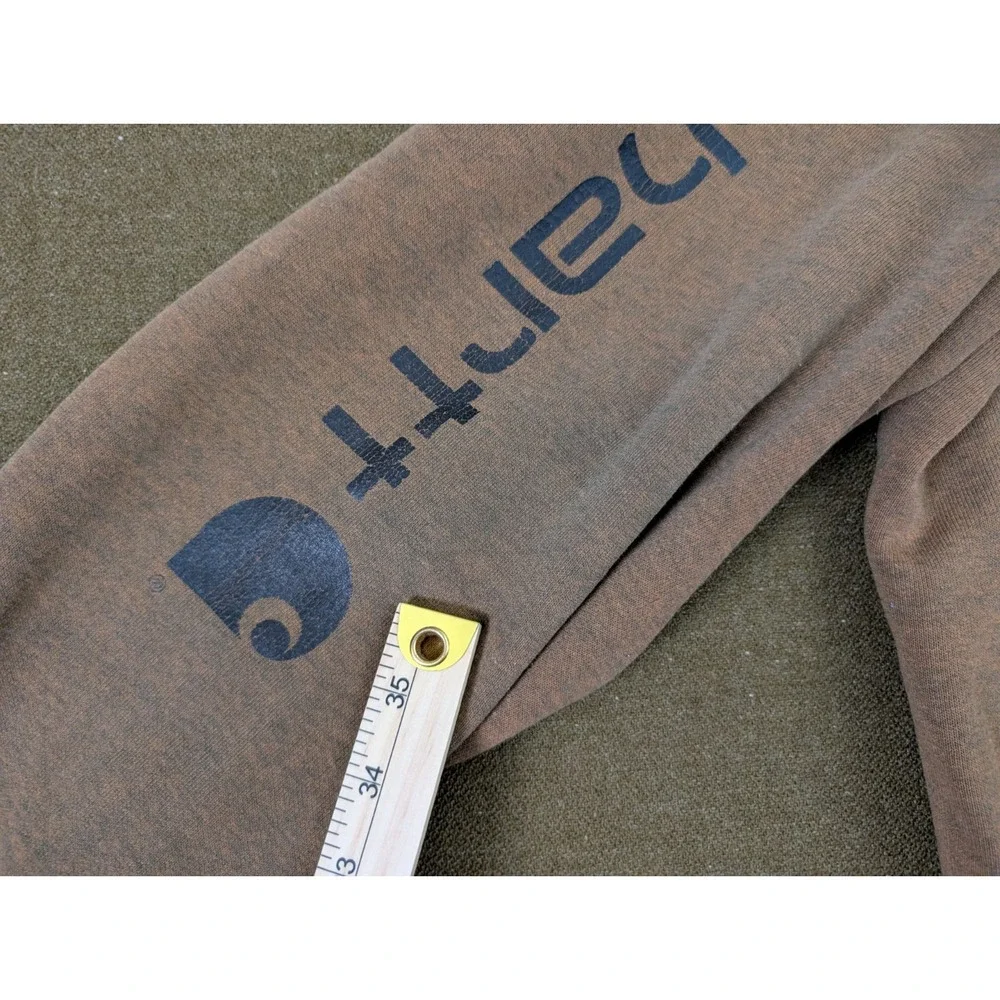 Carhartt Hoodie Mens XXL Brown Fleece Pullover Sweatshirt Kangaroo Pocket Faded‎